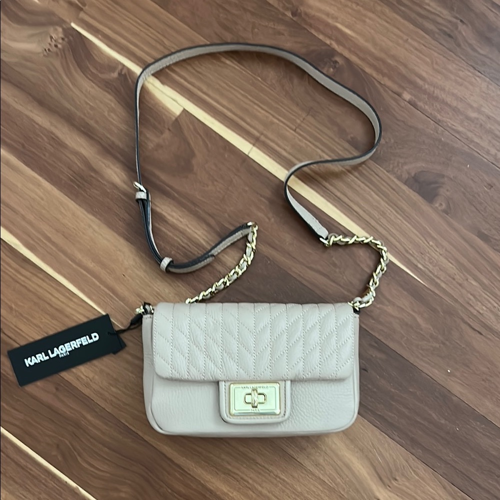 BNWT Karl Lagerfeld Tan Crossbody Bag with Quilted Design